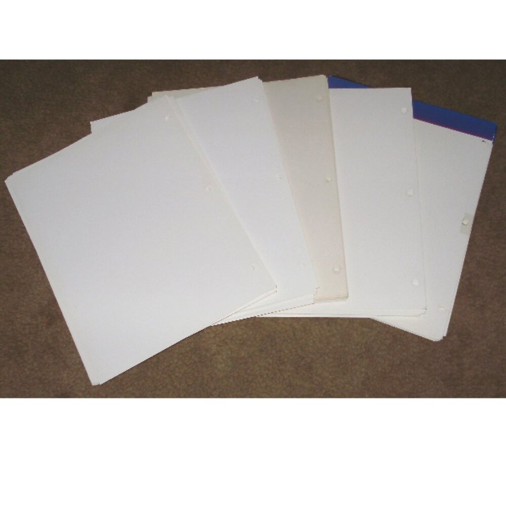 25 glossy dividers Essay-covers Scrapbook-pages Extra-thick 3-hole White pages